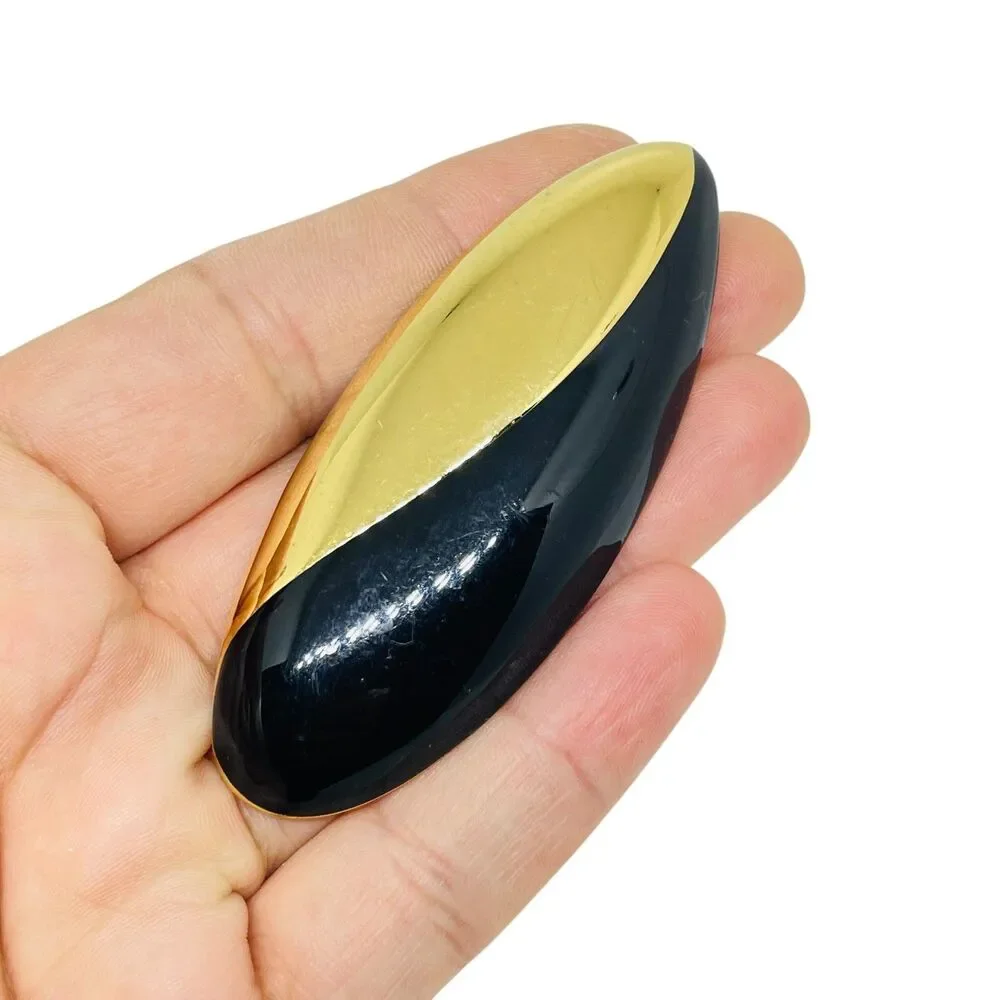 MONET signed vintage gold tone enamel modernist designer brooch